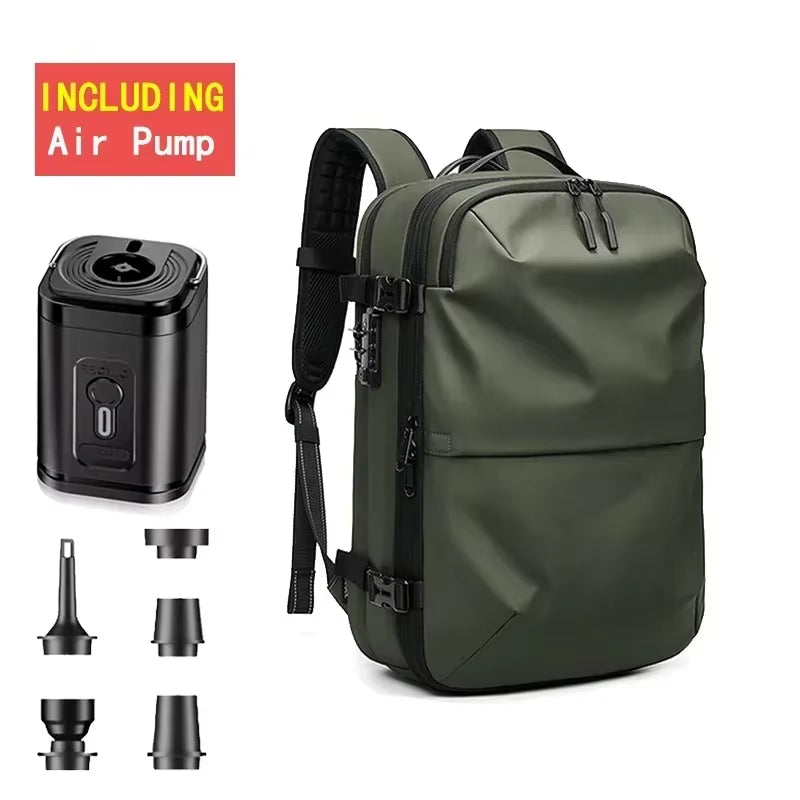 Backpack Man Travel Vacuum Compression with Electric Pump 17In Laptop Bag Waterproof Storage Expandable Fashion Casual Back Pack