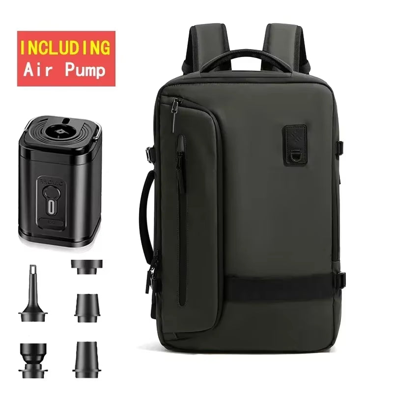 Backpack Man Travel Vacuum Compression with Electric Pump 17In Laptop Bag Waterproof Storage Expandable Fashion Casual Back Pack