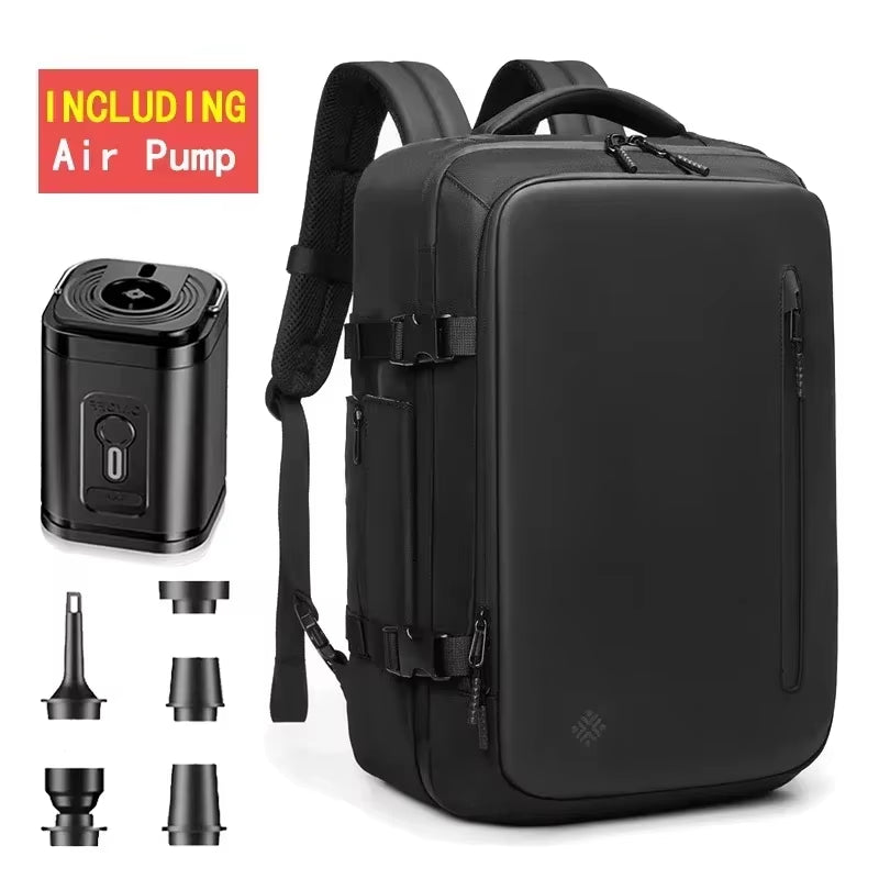 Backpack Man Travel Vacuum Compression with Electric Pump 17In Laptop Bag Waterproof Storage Expandable Fashion Casual Back Pack