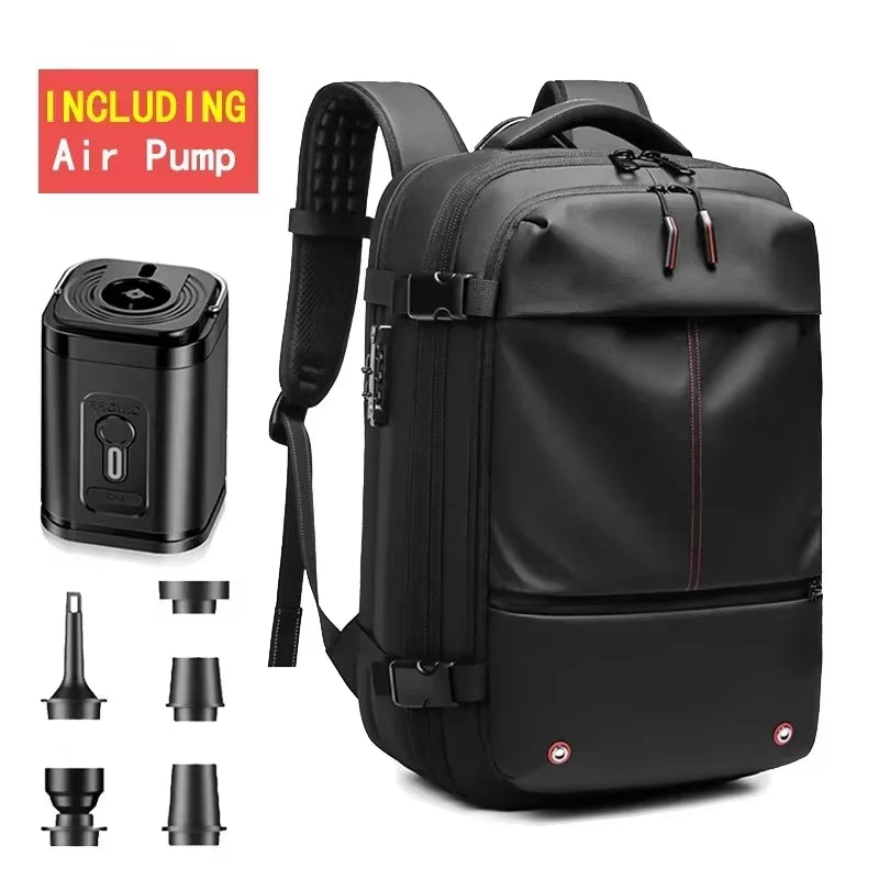 Backpack Man Travel Vacuum Compression with Electric Pump 17In Laptop Bag Waterproof Storage Expandable Fashion Casual Back Pack