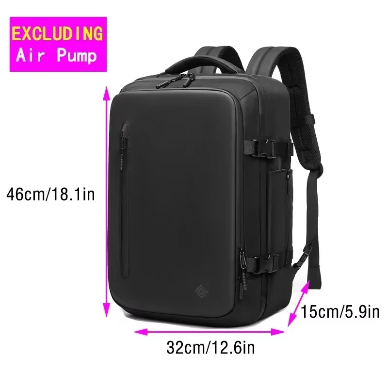 Backpack Man Travel Vacuum Compression with Electric Pump 17In Laptop Bag Waterproof Storage Expandable Fashion Casual Back Pack