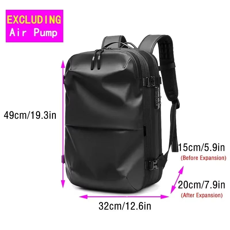 Backpack Man Travel Vacuum Compression with Electric Pump 17In Laptop Bag Waterproof Storage Expandable Fashion Casual Back Pack